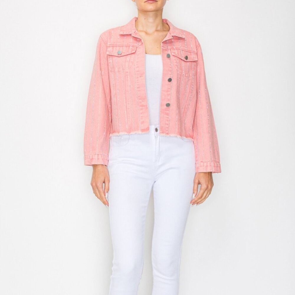 new ORIGMAI embellished jean denim jacket (7-colors) SM-2X classic rhinestones - Picture 2 of 16